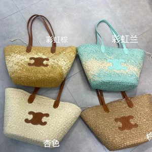 Woven Straw Tote Bag Large Capacity Handmade Shoulder Bag Summer Vacation Style