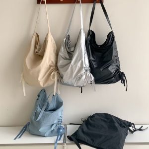 Korean Summer Pleated Zip Lightweight Underarm Shoulder Bag Women Large Capacity Tote Bag