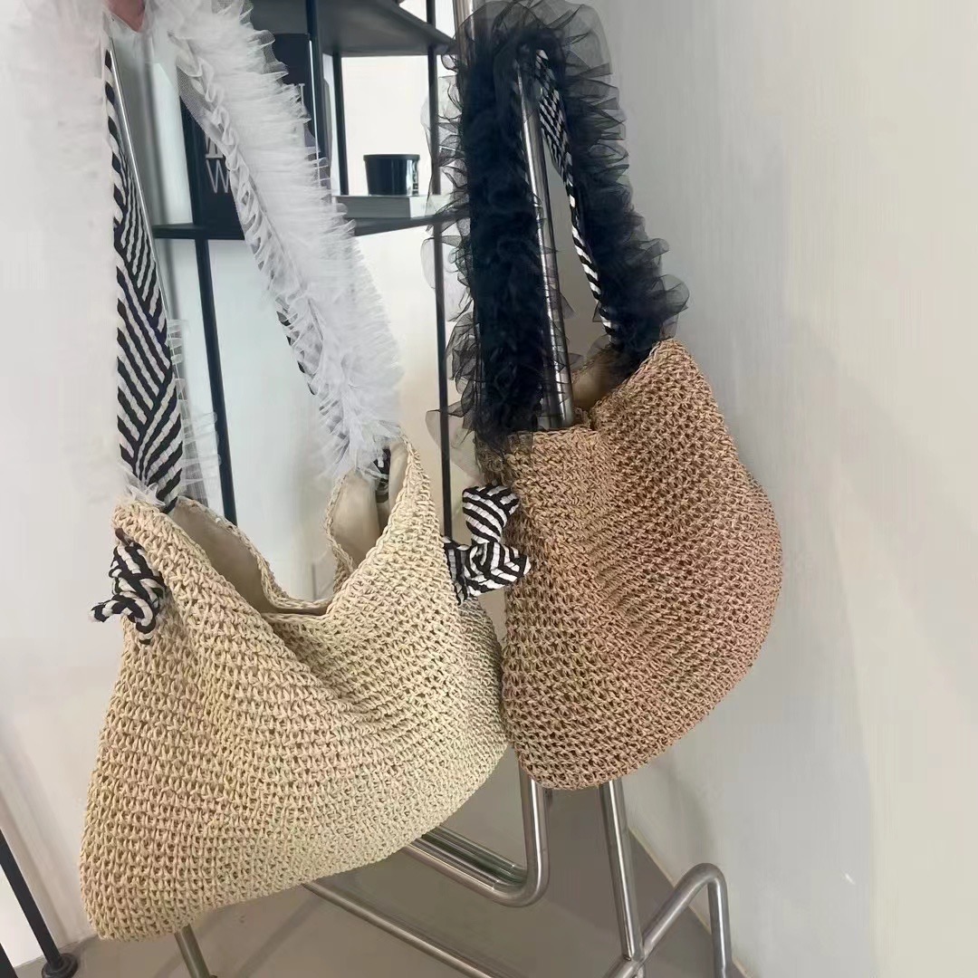 Lazy Style Large Capacity Straw Woven Shoulder Bag for Women Beach Vacation Minimalist High-End Tote Bag