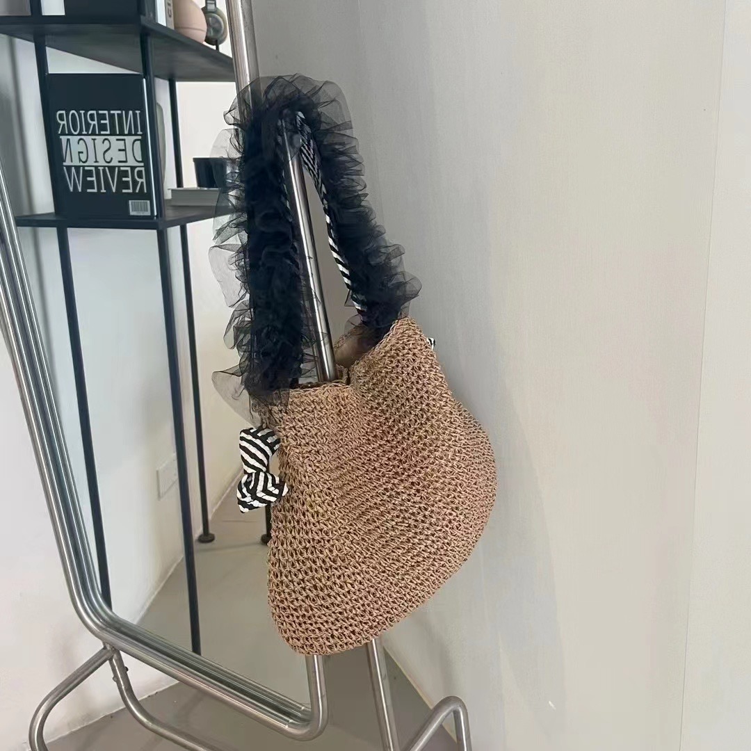 Lazy Style Large Capacity Straw Woven Shoulder Bag for Women Beach Vacation Minimalist High-End Tote Bag - Image 2