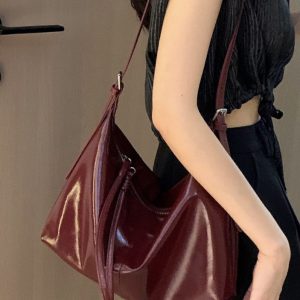 MBH Relaxed Oil Wax Leather Large Capacity Casual Tote Crossbody Bag