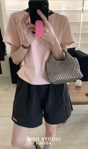 MBH Handwoven Candy Color Mini Tote Crossbody Handbag with Small Pouch and Chain