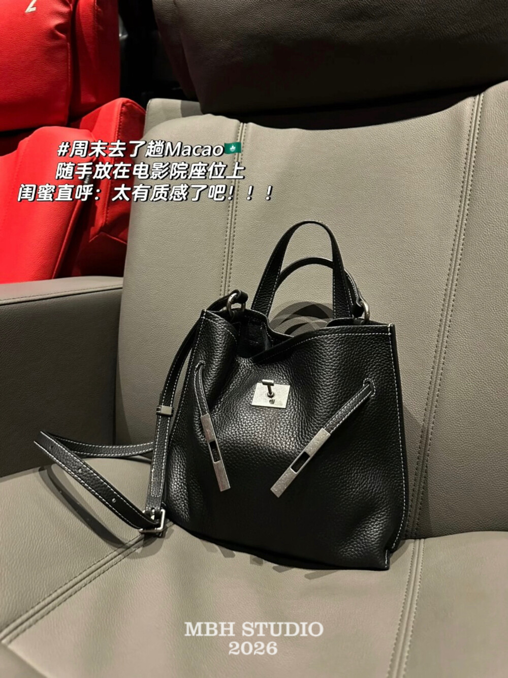 MBH 2026 Summer Top Layer Cowhide Kelly Bucket Bag Minimalist Commute Crossbody Handbag with Shoulder Strap and Storage Pouch - Image 2