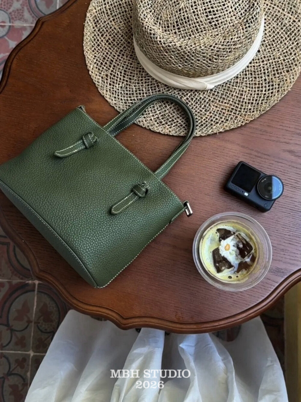 MBH Top Layer Cowhide Minimalist Basket Bag Versatile Handbag