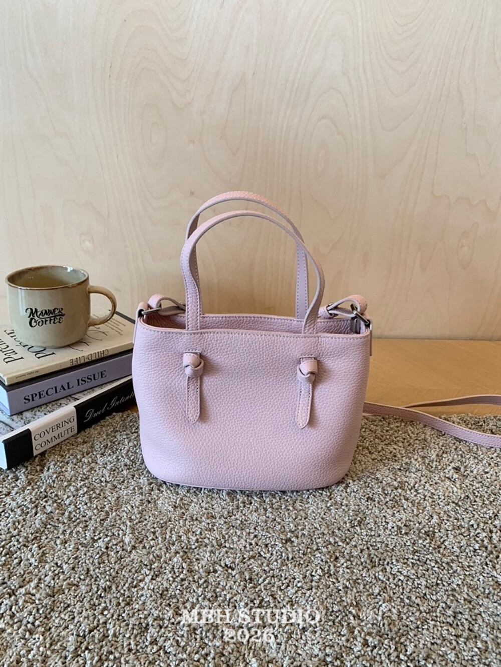 MBH Top Layer Cowhide Minimalist Basket Bag Versatile Handbag - Image 3