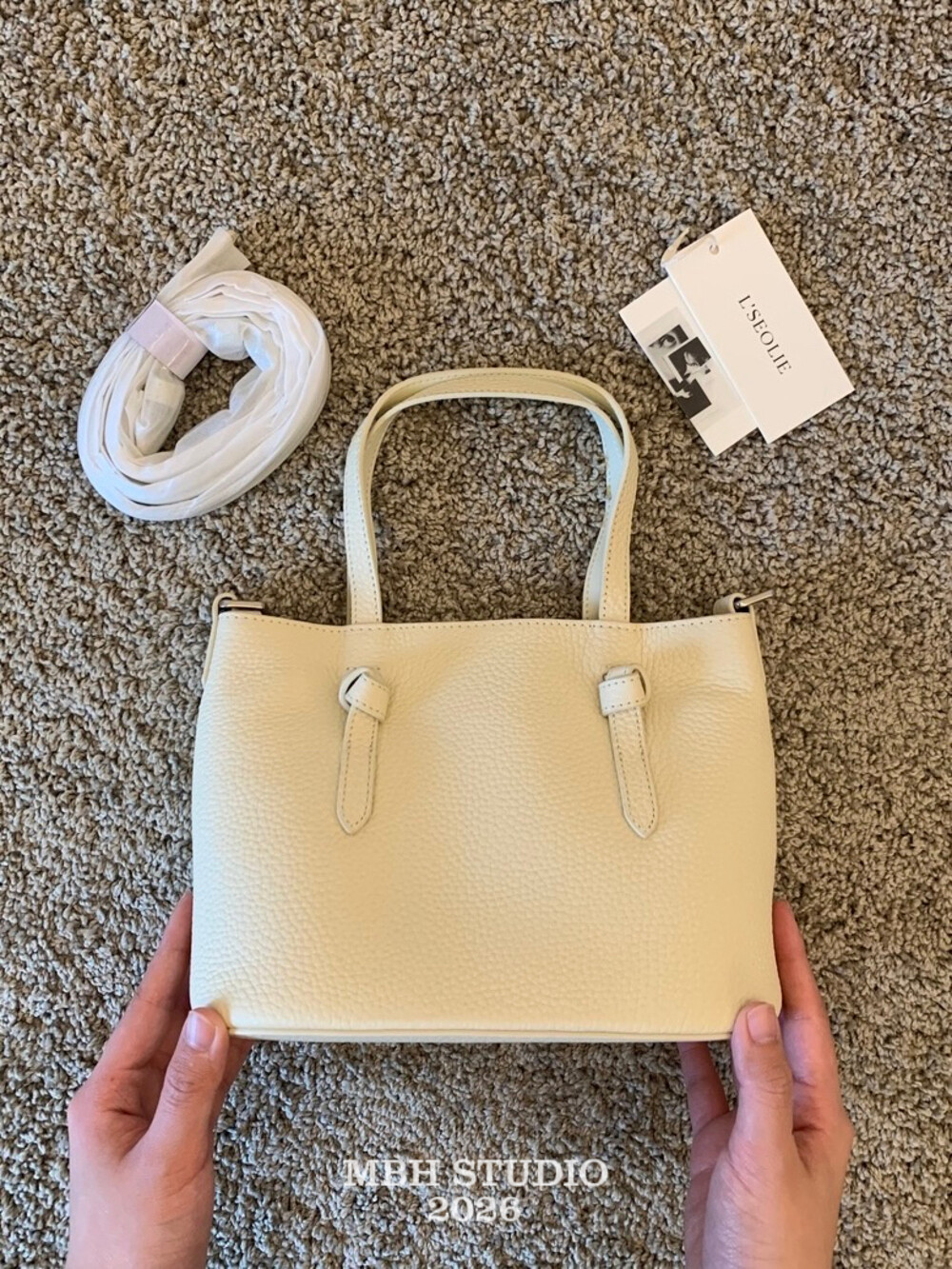 MBH Top Layer Cowhide Minimalist Basket Bag Versatile Handbag - Image 4