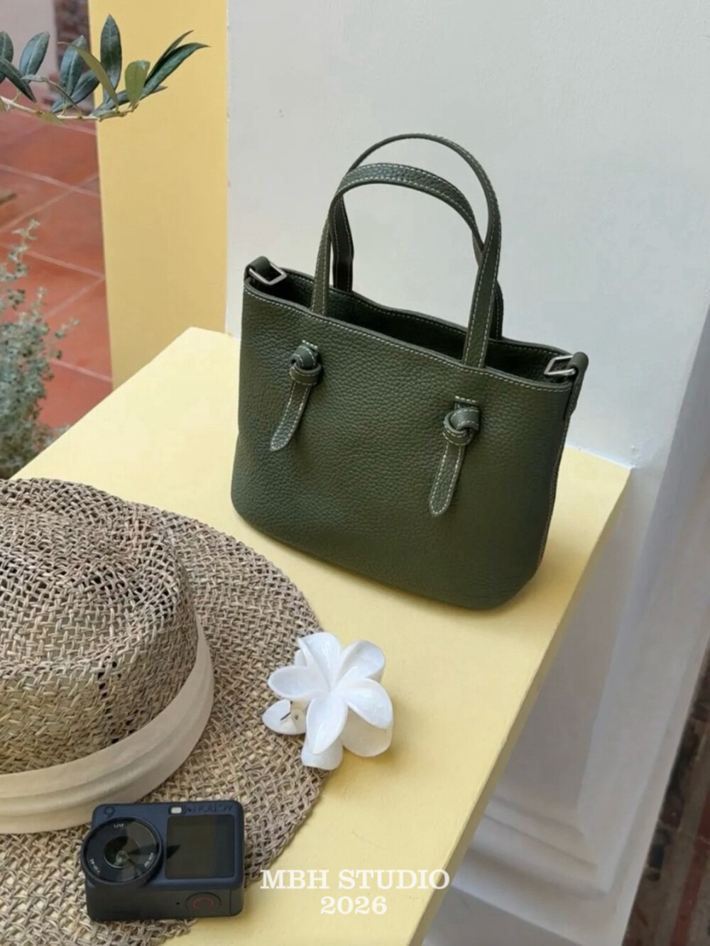 MBH Top Layer Cowhide Minimalist Basket Bag Versatile Handbag - Image 2