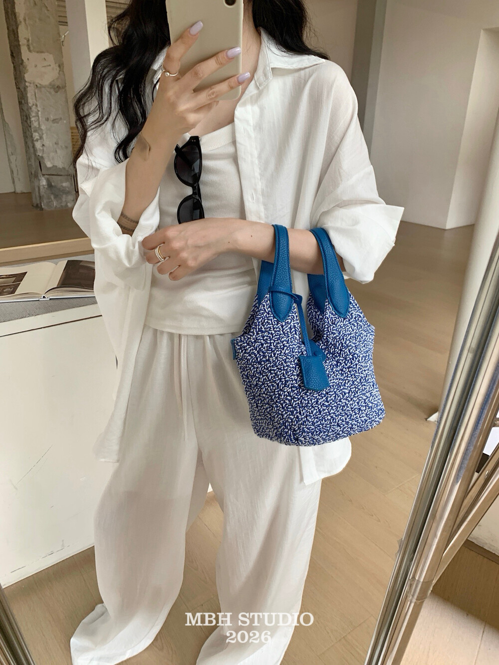 MBH Cotton Rope Woven Basket Bag Spring Summer Fashion Handbag - Image 2