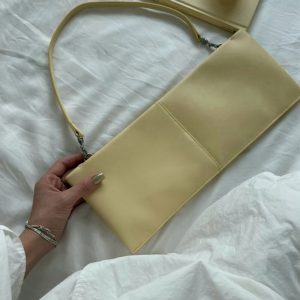 Minimalist Envelope Clutch Bag Top Layer Cowhide Leather with Shoulder Strap