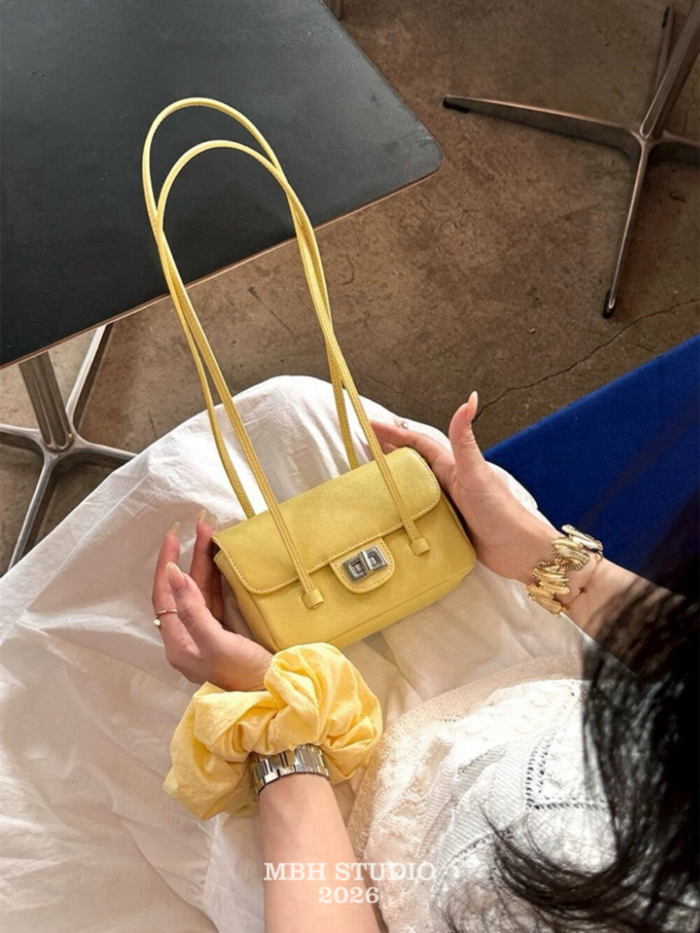 2026 Summer New Flap Top Grain Leather Caviar Silver Buckle Small Square Bag Long Handle Shoulder Bag - Image 2