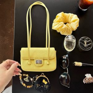 2026 Summer New Flap Top Grain Leather Caviar Silver Buckle Small Square Bag Long Handle Shoulder Bag