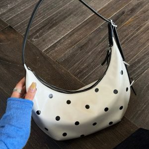MBH Polka Dot Crescent Underarm Shoulder Bag French Lazy Style