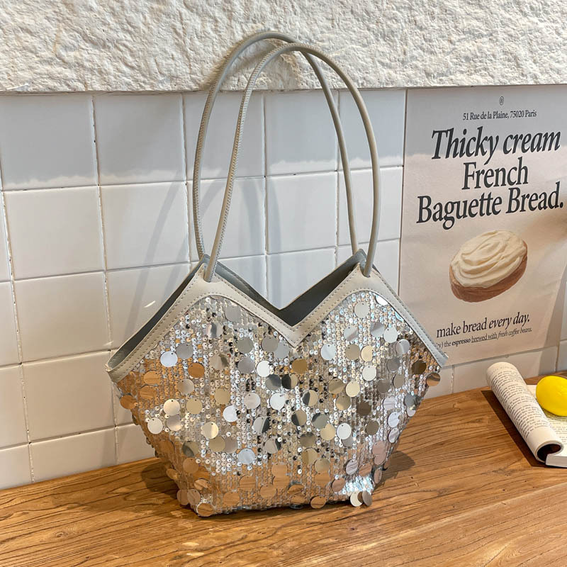 Women's Patchwork Sequin Underarm Bag 2026 Fashion Commuter Handbag - Image 3