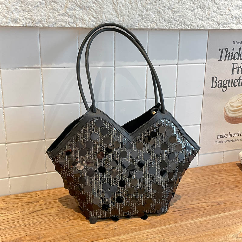 Women's Patchwork Sequin Underarm Bag 2026 Fashion Commuter Handbag - Image 4
