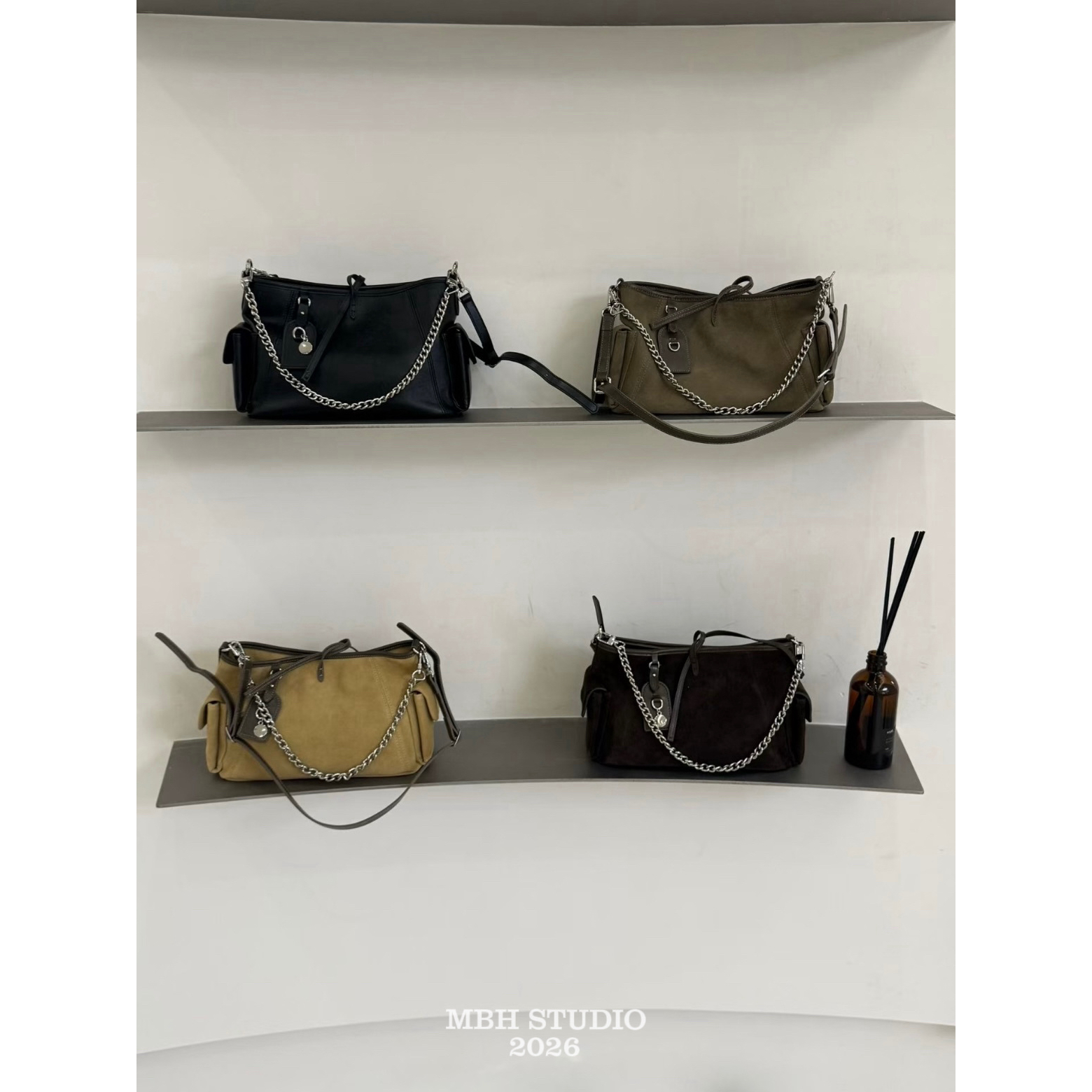 MBH 2026 Chain Motorcycle Bag Matte Leather Casual Versatile Tote Shoulder Bag - Image 5