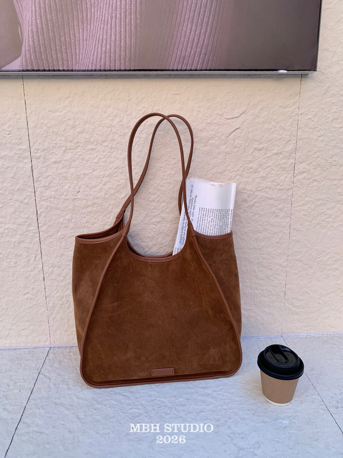 Vintage Suede Large Tote Bag Autumn Winter Large Capacity Shoulder Bag - Image 3