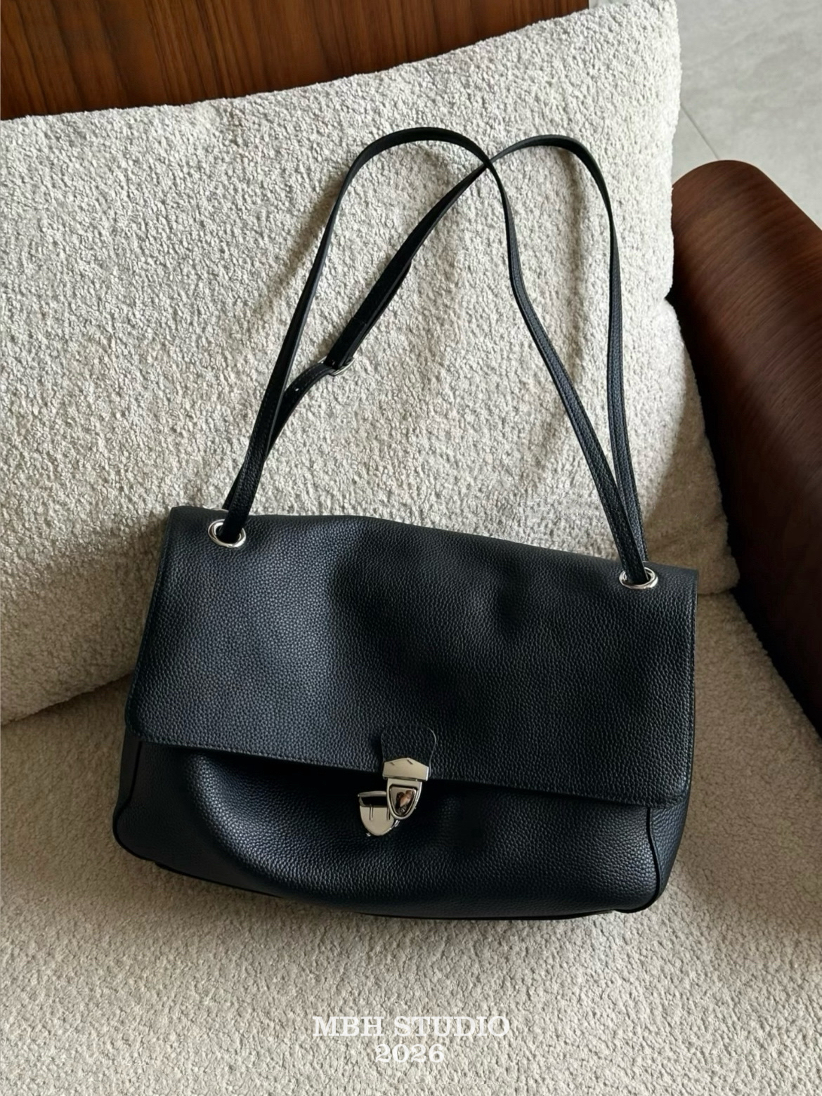 MBH Large Capacity Leather Tote Bag for Women Zip Commuter Shoulder Bag
