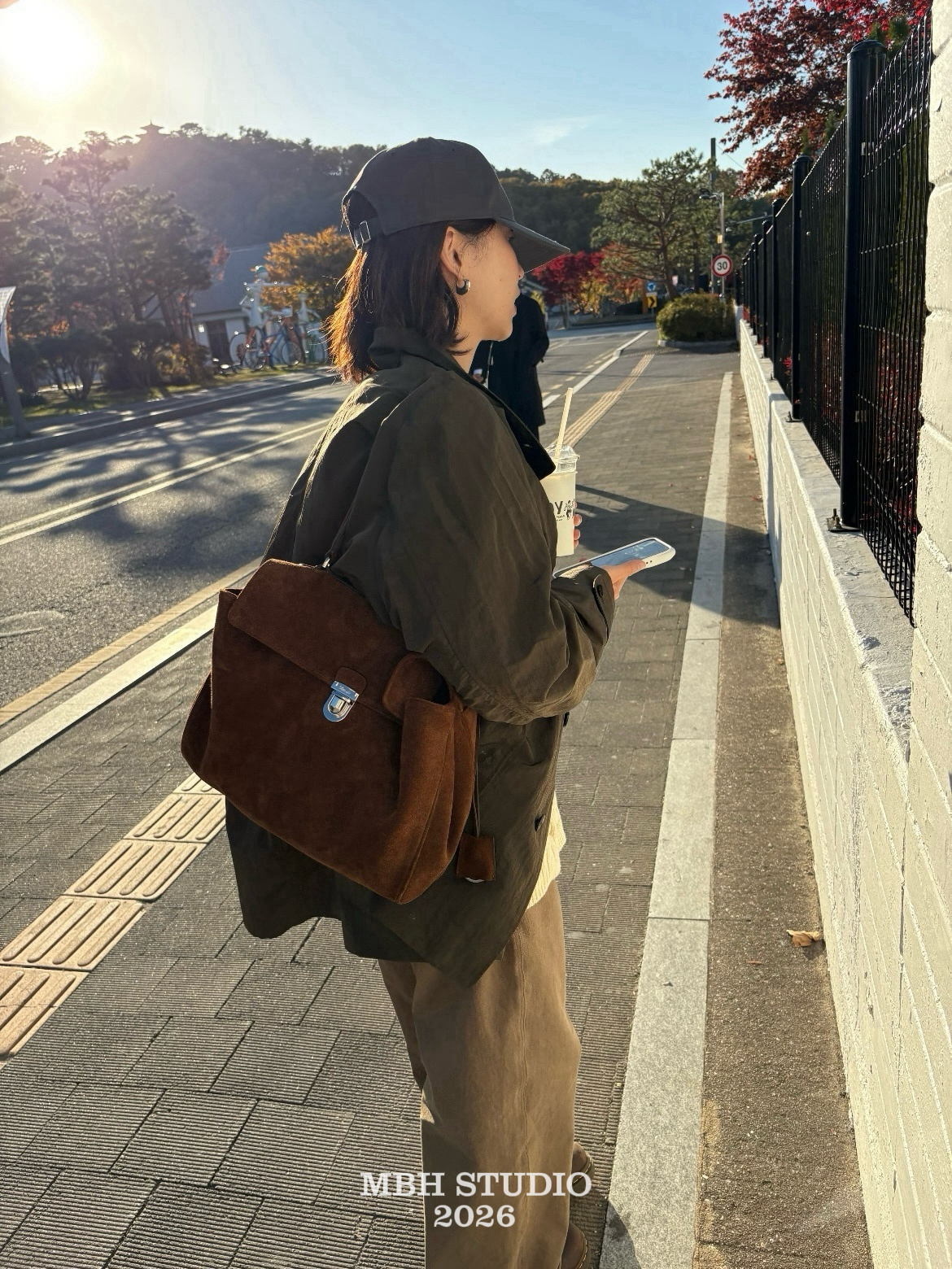 MBH Large Suede and Leather Tote Bag with Flap for Women - Image 3