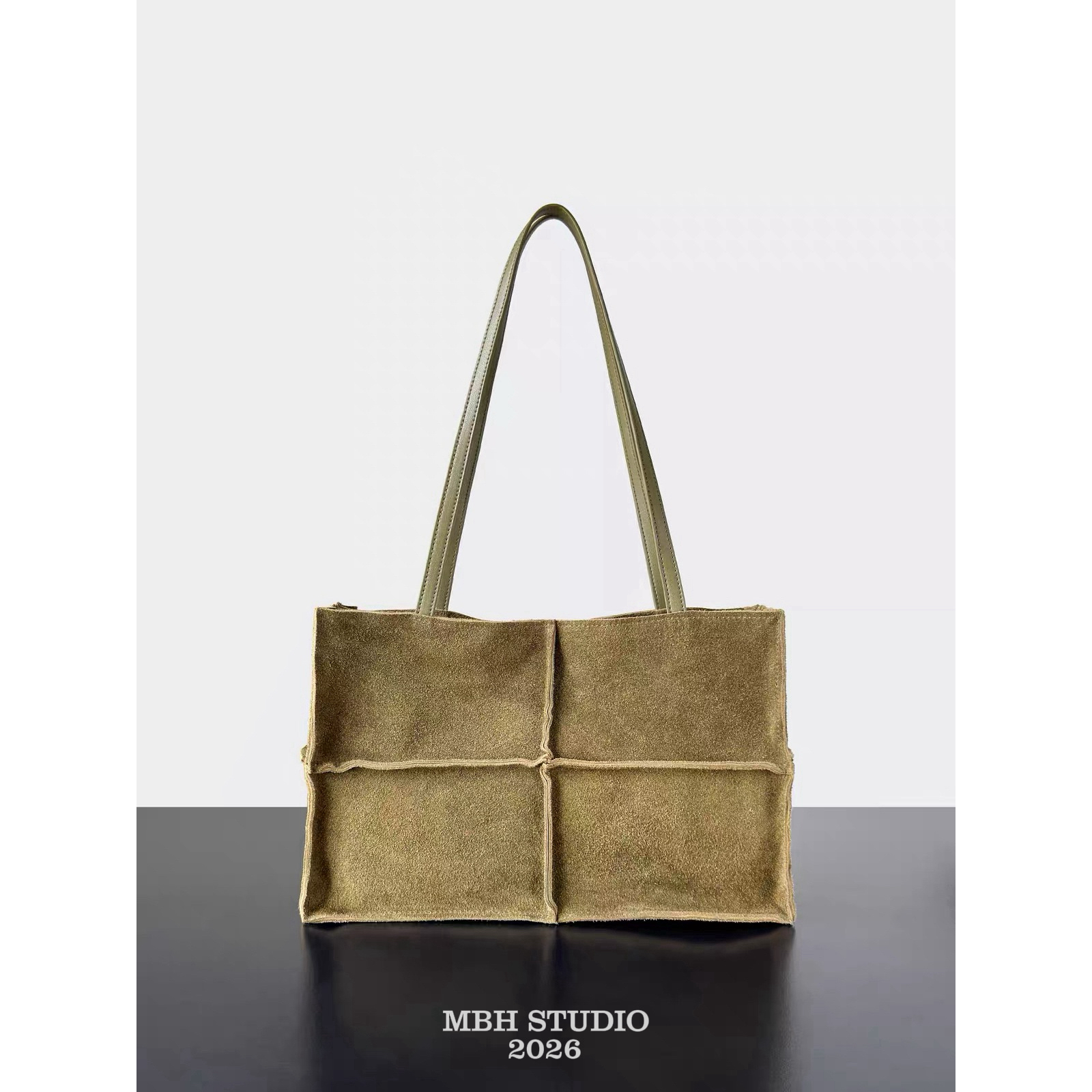 MBH Matte Leather Panel Tote Bag Large Capacity Casual Shoulder Bag - Image 5